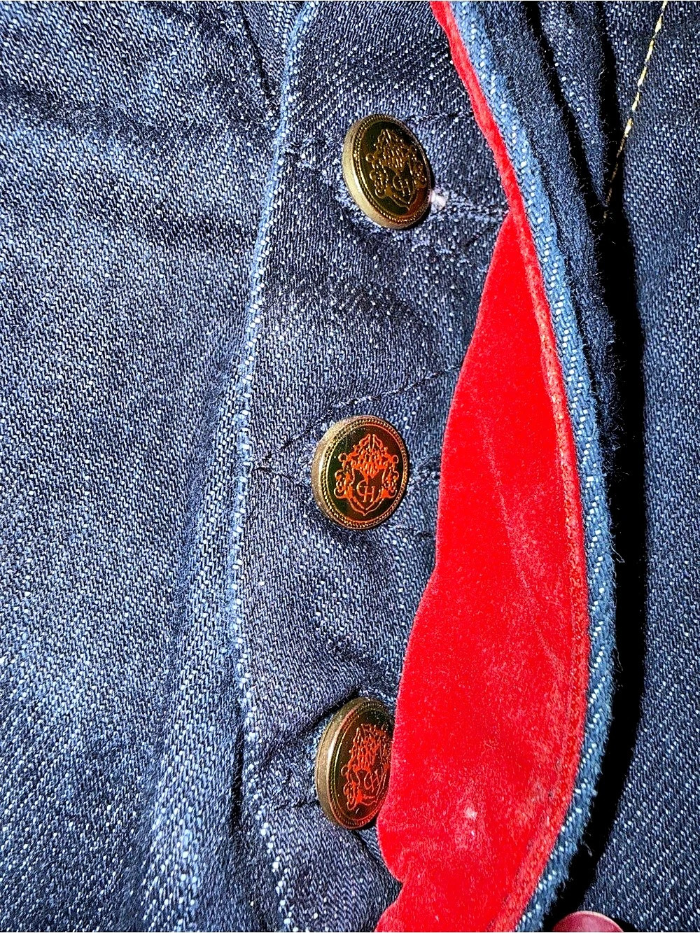 VTG Crown Holder Embellished Jeans Black & Blue Waist 36 - Picture 11 of 13